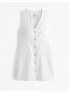 Abercrombie White Linen-Blend Vest Mini Dress